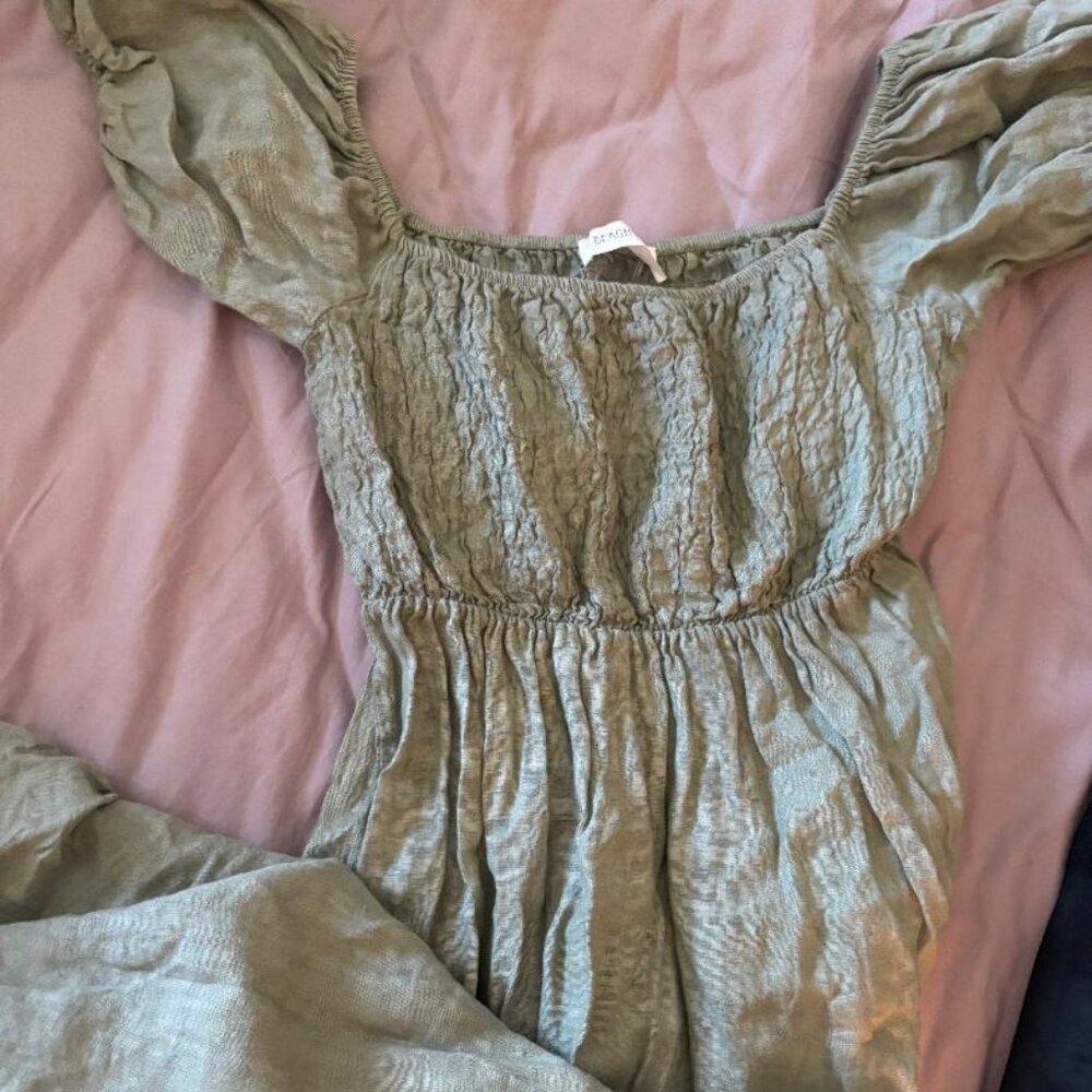 Beachwood Baby Menorca Organic 100% Linen Dress Sage NEW